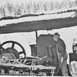 A log hauler in operation
