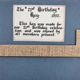 21st Birthday Key for Katikati Country Women's Institute
