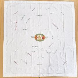 signed tablecloth from C.W.I. of Galphay, Yorkshire, UK