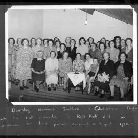 Dursley Women's Institute members with the Crinoline Lady