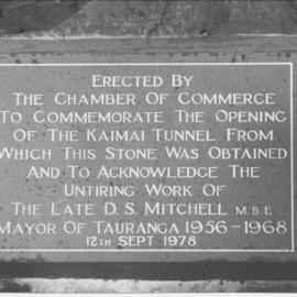 Kaimai Tunnel foundation stone