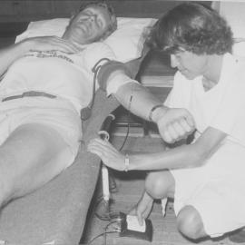Blood donor in Te Puke War Memorial Hall