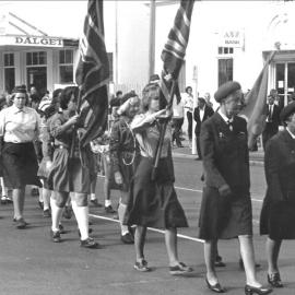 Girl Scouts marching on ANZAC Day in Te Puke