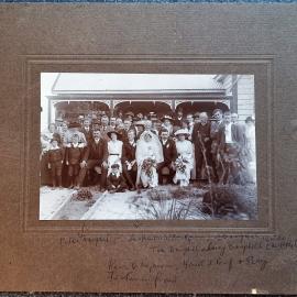 Wedding group at the marriage of Mr. Les Hughes and Miss Campbell