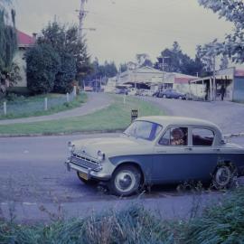 Alma Bent in Humber 80 on Beach Road, Katikati