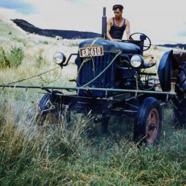 George Bent weed spraying on the Belk Rd farm