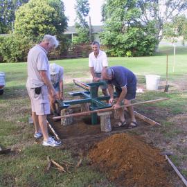 Installation of the BBQ table at Diggelmann Park, Katikati