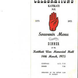 Centennial Celebration Souvenir Menu - Katikati