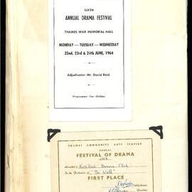 Winners certificate for The Wall from the Festival of Drama at Thames