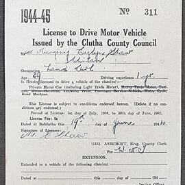 Driver's Licence issued to Marjory Shaw