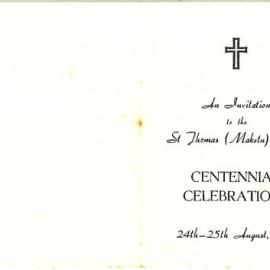Invitation to the St. Thomas Church Centennial Celebrations