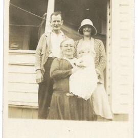 Grandma Evans, Bob and Myrtle Evans and baby Pat