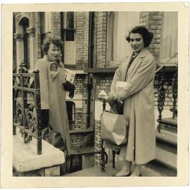 Pat Evans with friend and flatmate Colleen in London