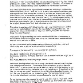 Recollections of the Waitekohe and Kati Kati Schools
