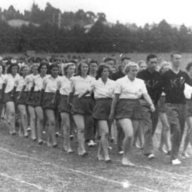 School sports teams parade
