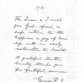 Letter from Buckingham Palace 1918