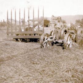 Truck fitted with buckrake for haymaking