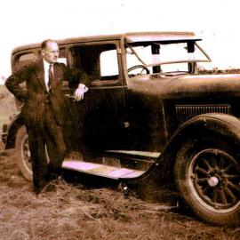 Dick Lea beside car in 1939