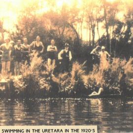Swimmers by the Uretara River, Katikati, 1920