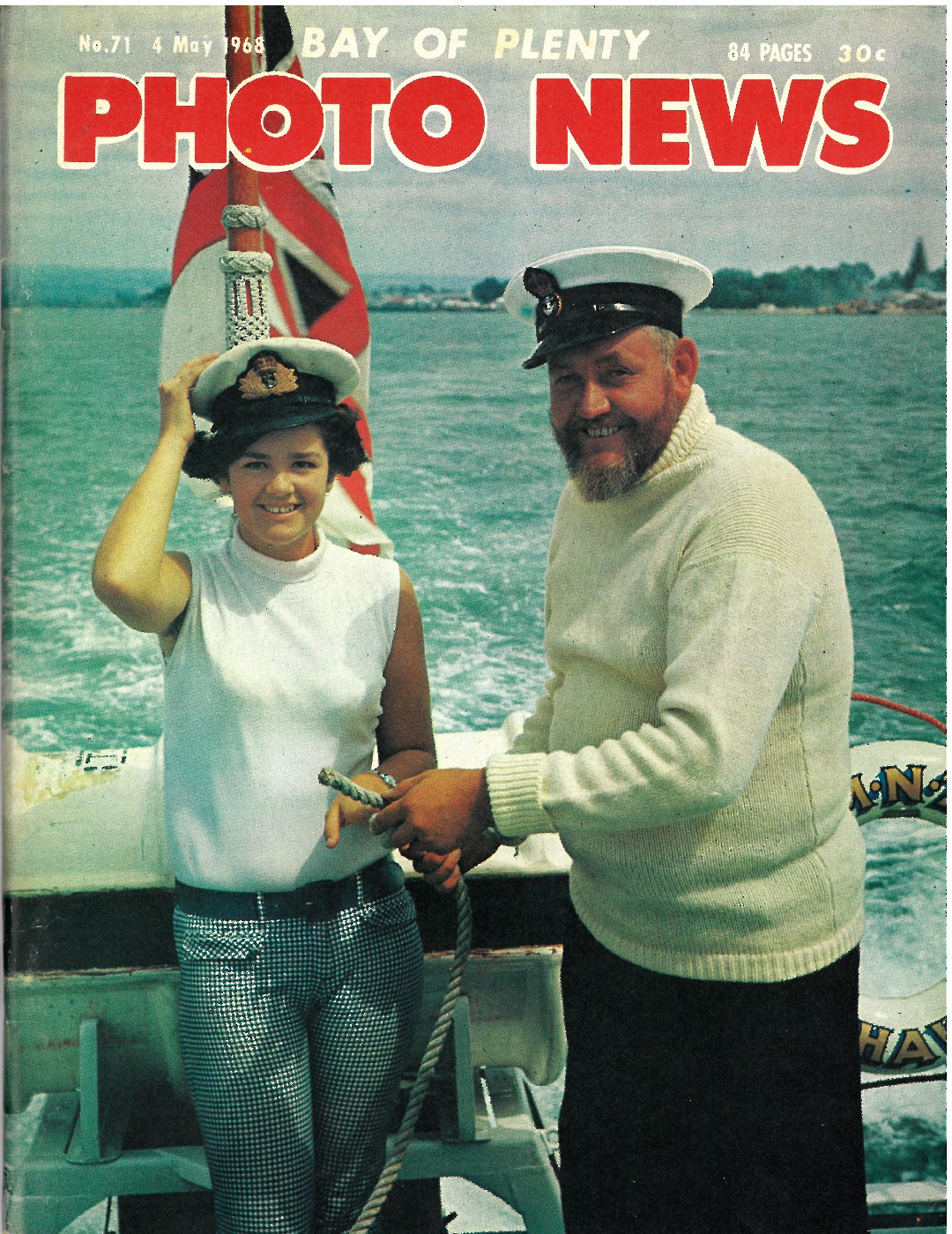 This photograph from the May 4th, 1968 issue of the Bay of Plenty Photo News features Petty Officer David Kenyon with Dawn Nicholson of Te Puna. 